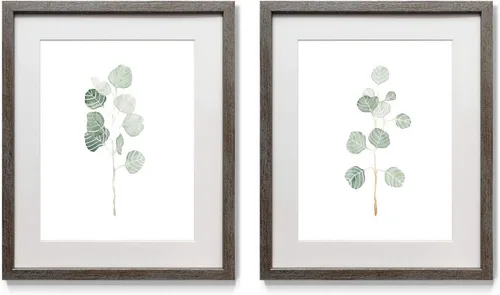 Miniatura 28 de Arte floral para pared, marco rústico de plata envejecida, juego de decoración de pared de 2 piezas: plumeria, caléndula, flores silvestres, Black