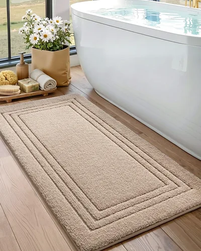 Miniatura 18 de DEXI Alfombra de baño de 24 x 16 pulgadas, ultra suave y absorbente, tapete para baño, tapete de baño antideslizante y lavable para bañera, Gris