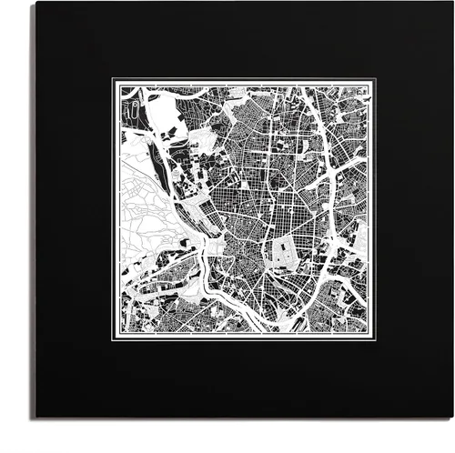 O3 Design Studio Mapa de corte de papel Madrid negro mate de 20 x 20 pulgadas