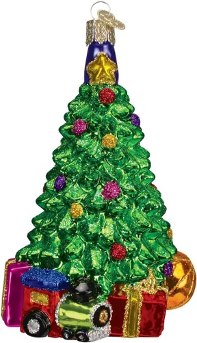 Miniatura 3 de Old World Christmas Adorno soplado de cristal de pino ponderosa azul para árbol de Navidad, decoración navideña artesanal, colección Nature