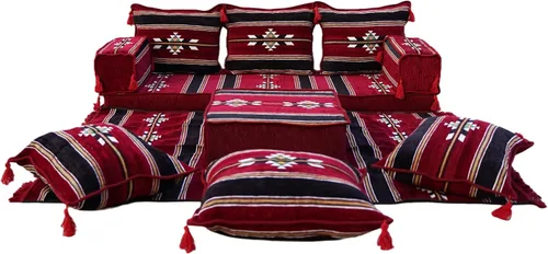 Miniatura 47 de Sofá de piso modular hecho a mano arabicsofa – Asiento oriental Majlis con cojines de respaldo