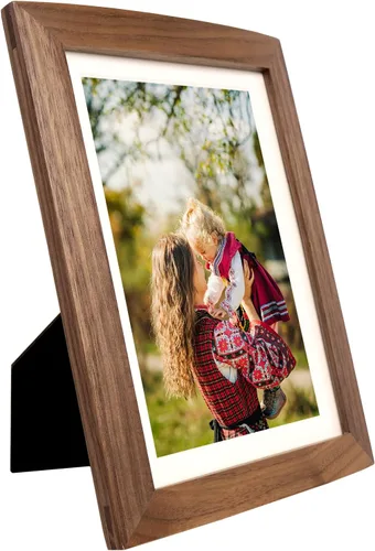 Miniatura 8 de Marcos de fotos de madera natural maciza con paspartú para pared, marco de fotos rústico de mesa, pantalla vertical u horizontal para pared, diseño