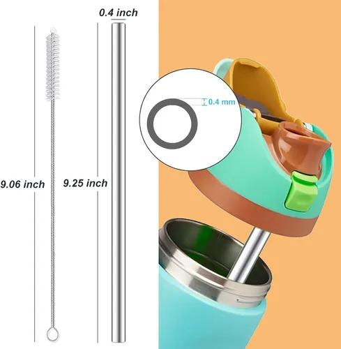 Miniatura 4 de 4 piezas de pajitas de acero inoxidable de repuesto compatibles con botella Owala 40 oz, pajitas reutilizables con 2 cepillos de limpieza, pajita