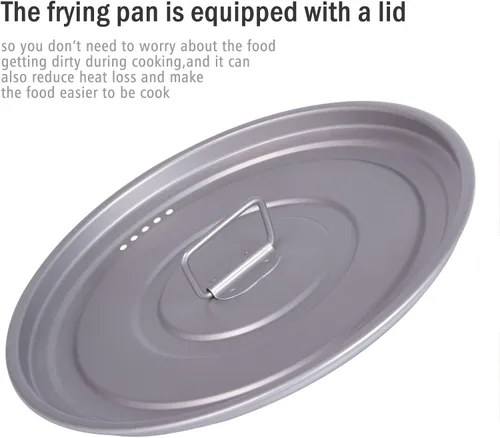 Miniatura 5 de Boundless Voyage Sartén antiadherente de titanio con mango plegable, revestimiento de cerámica antiadherente, olla de cocina para acampar al aire