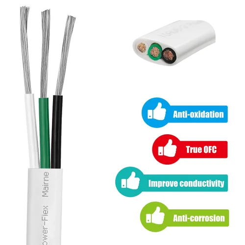 Miniatura 2 de Cable marino triplex de calibre 16, cable de cobre estañado para barco, 100 pies 16 AWG estándar USA OFC alambre de cobre libre de oxígeno