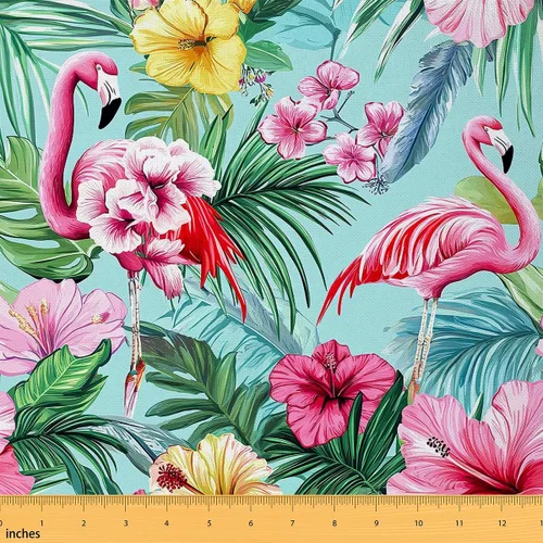 Miniatura 10 de Feelyou The Yard, tela de flamenco de tela para tapicería de palmeras tropicales para sillas, sofá, acuarela, exótica, selva, botánica