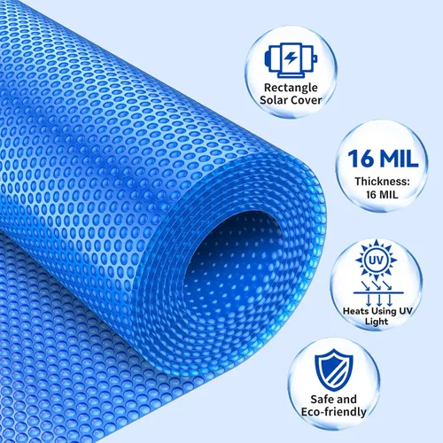 Miniatura 2 de BigXwell Cubierta Solar para Piscina, Azul de 16 mil 16 x 32 Pies Rectangular para Piscinas Enterradas, Serie 1600 Cubiertas Calentadoras de Piscina