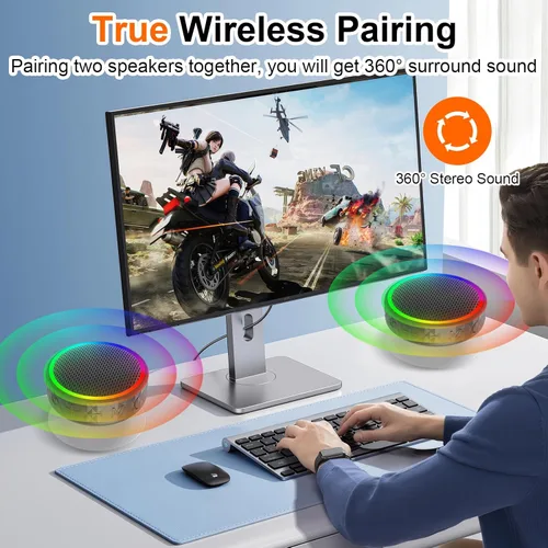 Miniatura 4 de Altavoz de ducha Bluetooth, altavoz inalámbrico portátil, ventosa, altavoz Bluetooth con luces RGB, sonido HD de 360°, compatible con tarjeta TF
