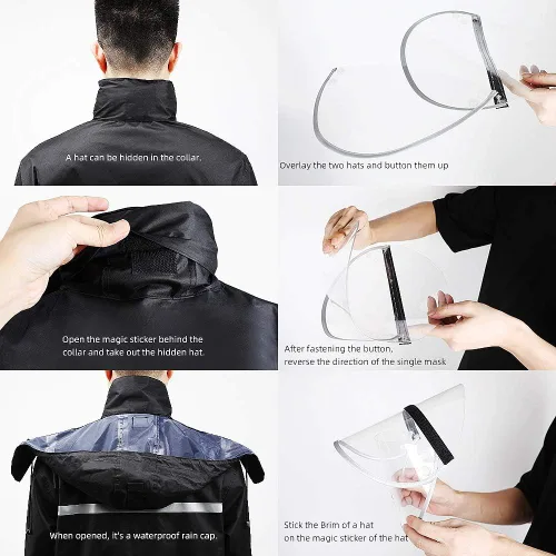 Miniatura 7 de iCreek Traje de lluvia chaqueta y pantalón impermeable para hombres y mujeres al aire libre todo deporte impermeable transpirable anti-tormenta
