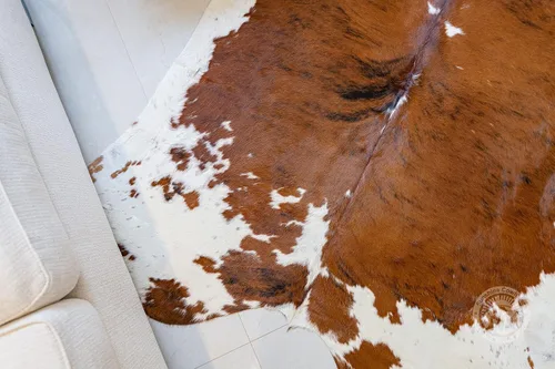 Miniatura 4 de LUXURY COWHIDES alfombra tricolor de coloración berrenda XL de 6 x 8 pies, 180 cm x 240 cm aproximadamente, de calidad superior Vientre blanco