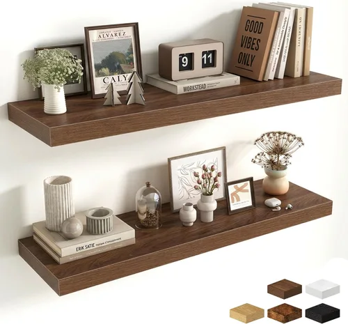 Miniatura 50 de Estantes flotantes de 48 pulgadas para pared, estante de chimenea de 10 pulgadas de profundidad, estantes flotantes de madera para pared, estantes