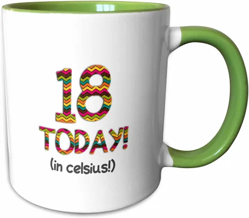 Miniatura 7 de 3dRose inspirationzstore Ocasiones – 18 Hoy en grados Celsius – 64th o 65th Cumpleaños 18 C es 64 – 65 en Fahrenheit – Tazas, Negro/Blanco