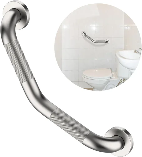 Miniatura 10 de ZUEXT - Barra de agarre en ángulo de 16 pulgadas, paquete de 2 manijas antideslizantes negras para ducha, barra de equilibrio de baño moleteada