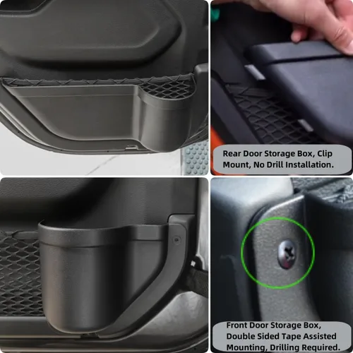 Miniatura 7 de YOCTM Bandeja organizadora de puerta trasera delantera para Jeep Wrangler JL 4XE JLU Rubicon Sport Sahara Gladiator JT 2018 2019 2020 2021 2022 2023