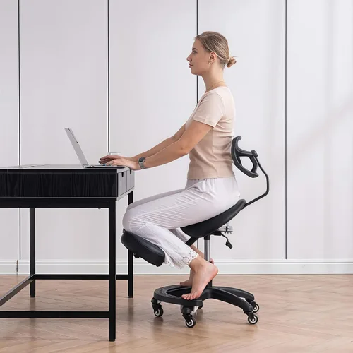 Miniatura 3 de Silla ergonómica ajustable con asiento y respaldo acolchados, silla de rodilla con corrección de postura para escritorio de oficina, cómoda