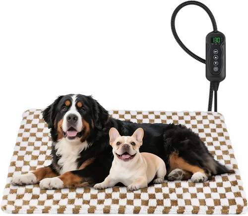 Miniatura 10 de MIXJOY Cama térmica para perro, 11 almohadillas térmicas de temperatura ajustable para perros con temporizador, alfombrilla térmica para mascotas