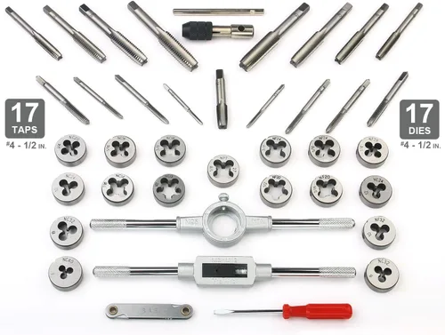 Miniatura 3 de Conjunto de tarjas y machuelos premium de 80 piezas SAE y métrico - Tamaño SAE de pulgada #4 a 1/2” y tamaño métrico M3 a M12, con roscas gruesas