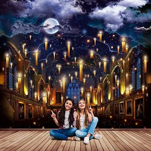 Miniatura 7 de Salón con velas, castillo del mago - Mural extraíble, papel tapiz para despegar y pegar, calcomanía para guardería, personalización gratuita.