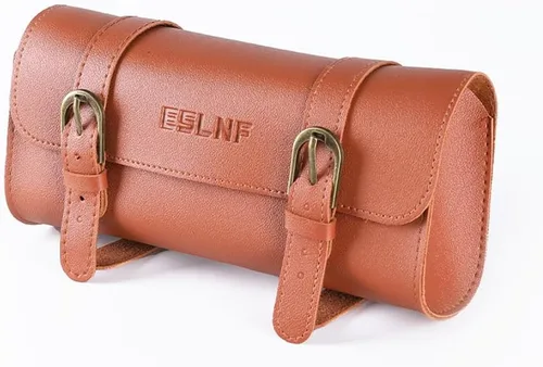 Miniatura 10 de Bolsa de Manillar de Bicicleta Retro de PU Cuero Impermeable Alforja de Bicicleta Cesta Frontal Vintage Bolsa de Asiento Trasero para Bicicletas