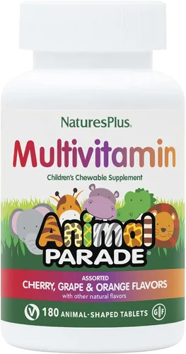 Miniatura 10 de Natures Plus Animal Parade - Multivitamínico masticable para niños, 90 tabletas en forma de animal, sabores surtidos naturales, vegetariano, sin