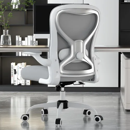 Miniatura 10 de Silla de escritorio de oficina con soporte lumbar ergonómico, cojín de asiento extra grueso, brazos abatibles, respaldo de malla transpirable, silla