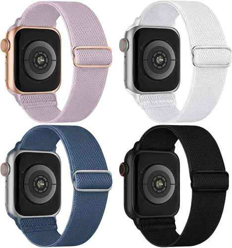 Miniatura 21 de Paquete de 4 correas elásticas Solo Loop compatibles con Apple Watch de 1.496 pulgadas, 1.575 pulgadas, 1.614 pulgadas, 1.654 pulgadas, 1.732