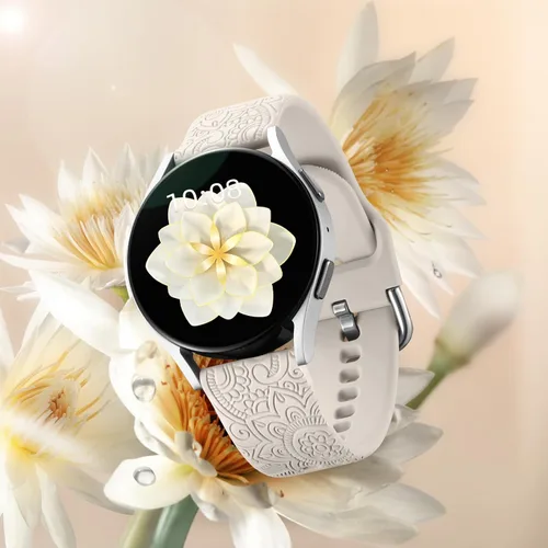 Miniatura 2 de Odbeai Correa compatible con Galaxy Watch 6, bandas grabadas florales compatibles con Samsung Watch 7, silicona suave, transpirable, impermeable