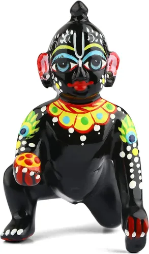 Miniatura 2 de Satvik - 1 pieza (tamaño 1) de latón, ídolo de Gopal Kanha Ji Murti/estatua de Krishna indio, figura de gopal Krishnajanmashtmi Makhan Chor Bal