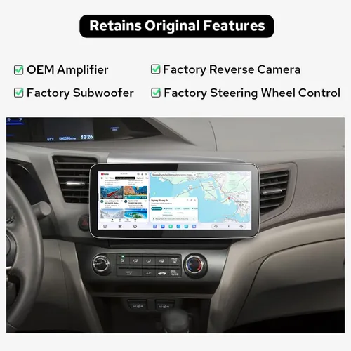 Miniatura 2 de JOYING Radio de coche para Honda Civic 2012, pantalla táctil QLED de 12.3 pulgadas Android 13 estéreo para coche 12 GB+256 GB Plug and Play