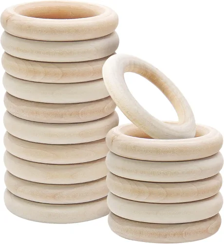 Uenhoy 15 anillos de madera natural de 1.57 pulgadas, anillos de madera sin terminar para manualidades, anillos de macramé, fabricación de joyas