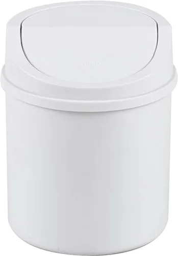 Miniatura 8 de Mini bote de basura de escritorio de 0.5 galones con tapa giratoria, pequeño bote de basura oscilante, gris Lightweight Plastic, Flip Swing-Top