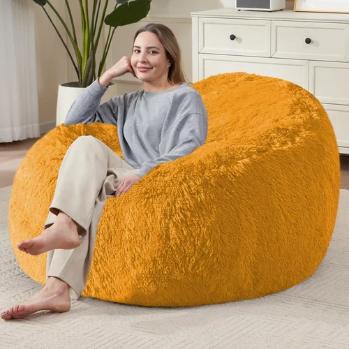 Miniatura 19 de Bean Bag Cover (No Filler) Soft Faux Fur Stuffed Animal Bean Bag Storage, Fluffy Plush Bean Bag Chair Cover Washable, Comfy Bean Bag Covers for Dark