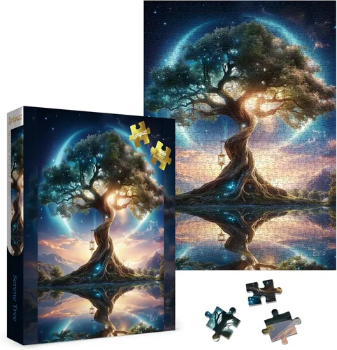 Miniatura 13 de Rompecabezas Coloridos de Árbol de Búho para Adultos de 1000 Piezas, Rompecabezas de Arte Divertido de Pájaros, Rompecabezas Difíciles de Animales