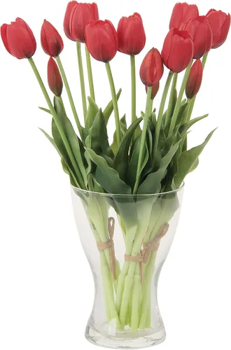 Miniatura 10 de 20 flores de tulipán artificiales, tallos de tulipán de tacto real de 16 pulgadas con hojas sintéticas, tulipanes y capullos sintéticos para Champán