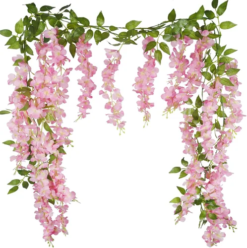 CISDUEO 2 piezas de flores colgantes de glicina, flores de glicina, guirnalda de vid, decoración de arco de boda, enredaderas de glicina Rosa
