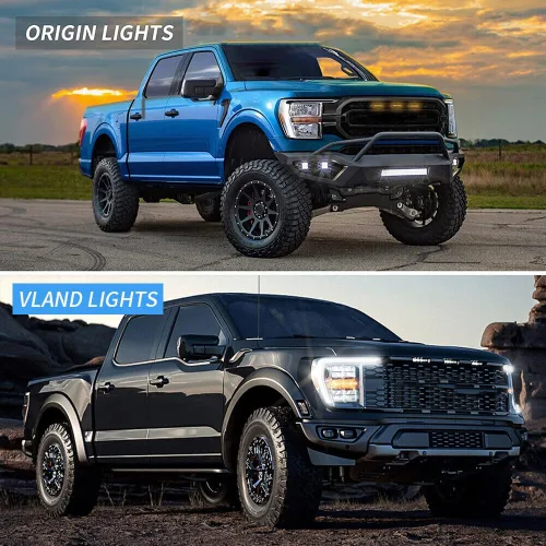 Miniatura 4 de VLAND Faros delanteros LED compatibles con Ford F-150 2021-2023 XL, XLT, Lariat, Tremor, King Ranch, Platinum, lámpara frontal limitada con lado