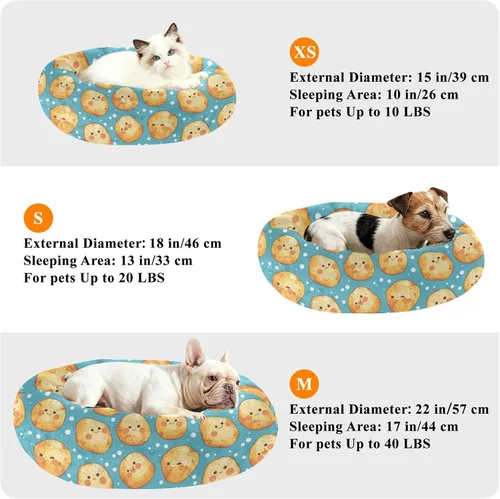 Miniatura 6 de Wudan Pet Cat Beds Removable & Washable Fluffy Dog Cave Bed for Small Size Pets Supplies XS Cartoon Kawaii-Style Potato Blue