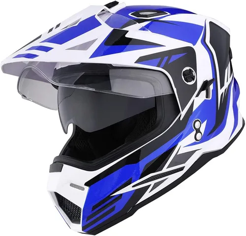 Miniatura 20 de 1Storm Dual Sport Motocross Off Road Casco de cara completa con visera doble: HF802
