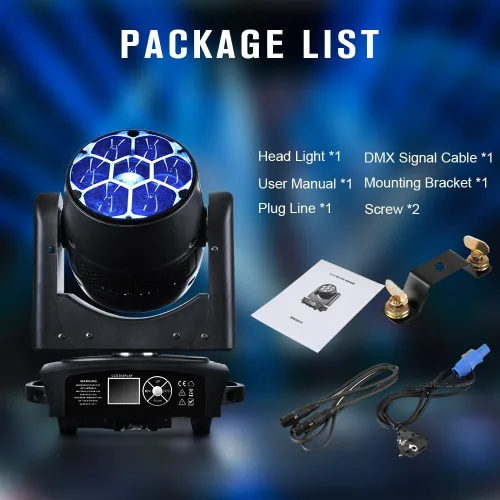 Miniatura 8 de Betopper 7 luces de DJ de cabeza móvil de 40 W con control de punto de punto, haz RGBW/lavado/zoom/CTO efecto ojo de abeja iluminación de escenario