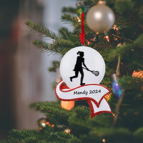 Miniatura 2 de Lacrosse - Adorno de Navidad para niña, adorno personalizado de jugador de lacrosse para decoración del árbol de Navidad, regalo de recuerdo