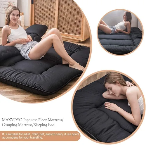 Miniatura 10 de MAXYOYO Colchón de piso japonés, colchón tipo futón, colchón de tatami grueso de 4" de grosor, colchoneta plegable y enrollable, colchón para niños
