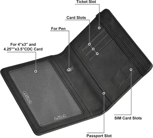 Miniatura 3 de HerriaT Combo de portatarjetas de pasaporte y vacunación, funda con ranura para tarjeta de vacunación CDC, protector organizador de documentos