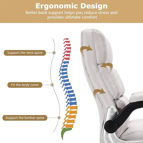 Miniatura 7 de Topment Silla giratoria de oficina en casa, silla de escritorio acolchada ajustable para computadora con respaldo ergonómico, reposabrazos abatible