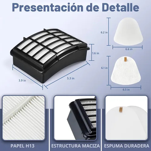 Miniatura 6 de 2 filtros HEPA + 4 filtros de espuma y fieltro compatibles con Shark Navigator Lift-Away Deluex NV350, NV351, NV352, NV355, NV356E, NV357, NV360