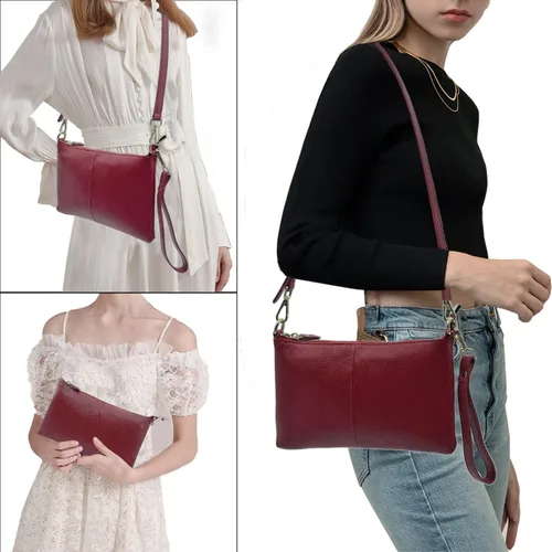 Miniatura 7 de Beurlike Cartera de cuero para mujer, bolso cruzado pequeño para teléfono