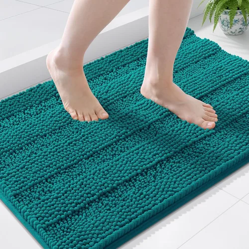 Miniatura 160 de Grandaily Alfombras de baño de felpilla a rayas de 24 x 16 pulgadas, extra gruesas y suaves, absorbentes, parte trasera de goma, alfombra de ducha