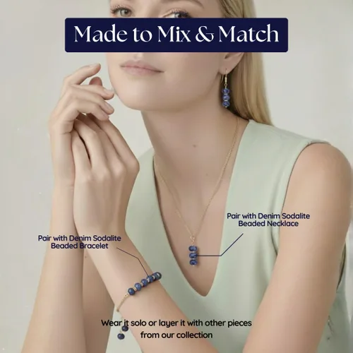 Miniatura 5 de Gempires - Aretes ligeros con cuentas hechas a mano, hipoalergénicos, chapados en oro, aretes colgantes para mujer