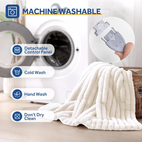 Miniatura 6 de Sealy - Manta eléctrica con calefacción tamaño 50"*60 pulgadas, súper acogedora de pelo sintético a Sherpa reversible con 6 niveles de calefacción