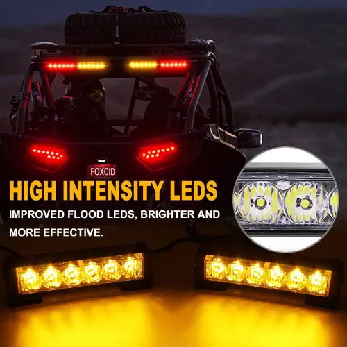 Miniatura 3 de 2 x 6 LED con 9 modos de advertencia para el tráfico - Luces estroboscópicas impermeables para auto, para interior, techo, salpicaderas, parabrisas