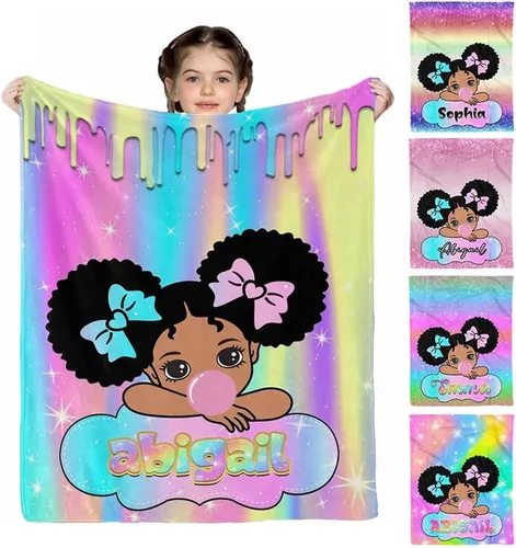 Miniatura 28 de D-Story Mantas personalizadas, mantas personalizadas con nombre, manta americana, manta africana para niña, mantas personalizadas para niños